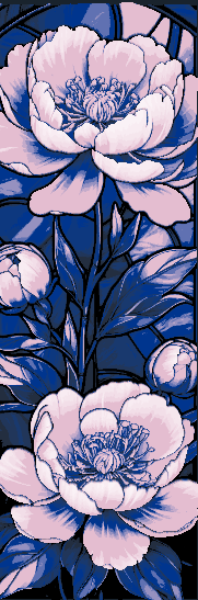 Set of 3 Bookmarks - Springtime Blooms of a Pink Peony Flowering Bush in Stained Glass