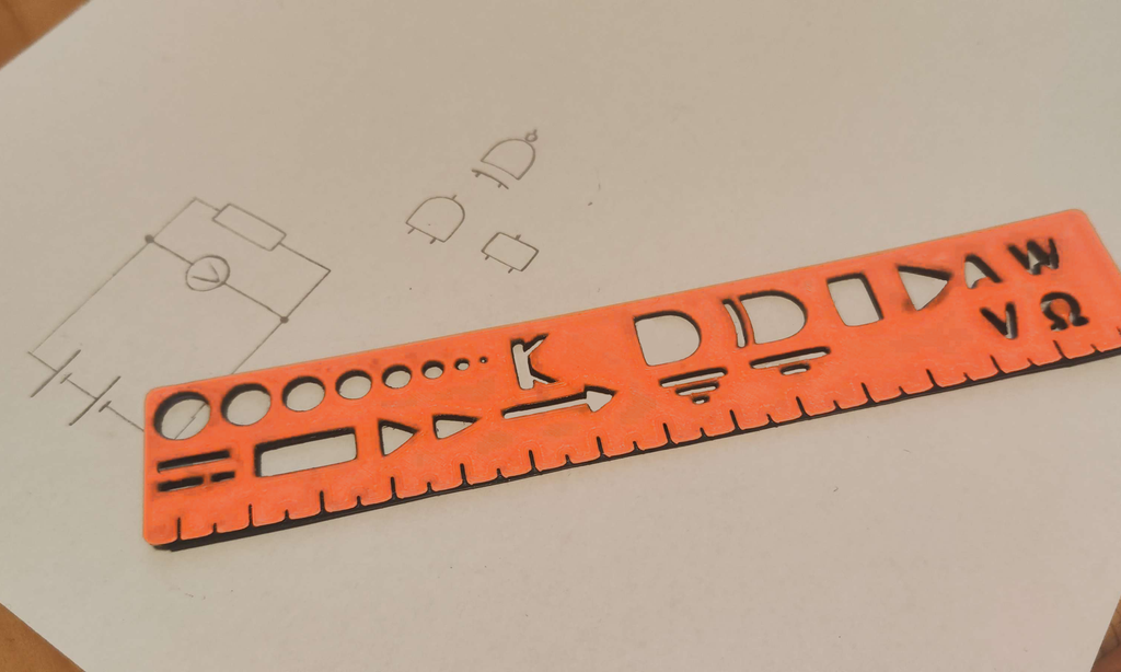 Template Ruler with Electrical Diagrams