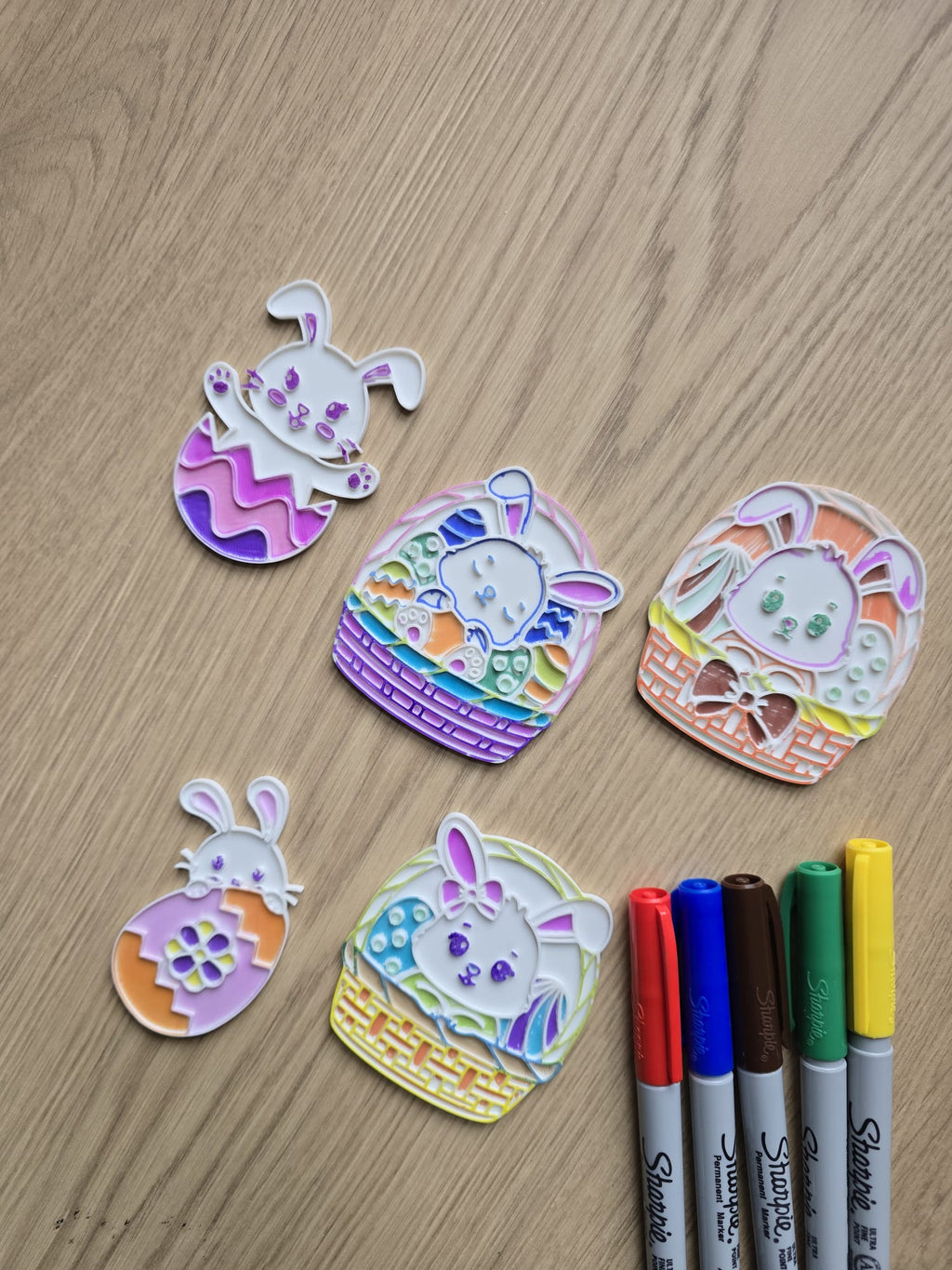 Easter Cute Bunny Egg Basket Coloring Set Sharpie