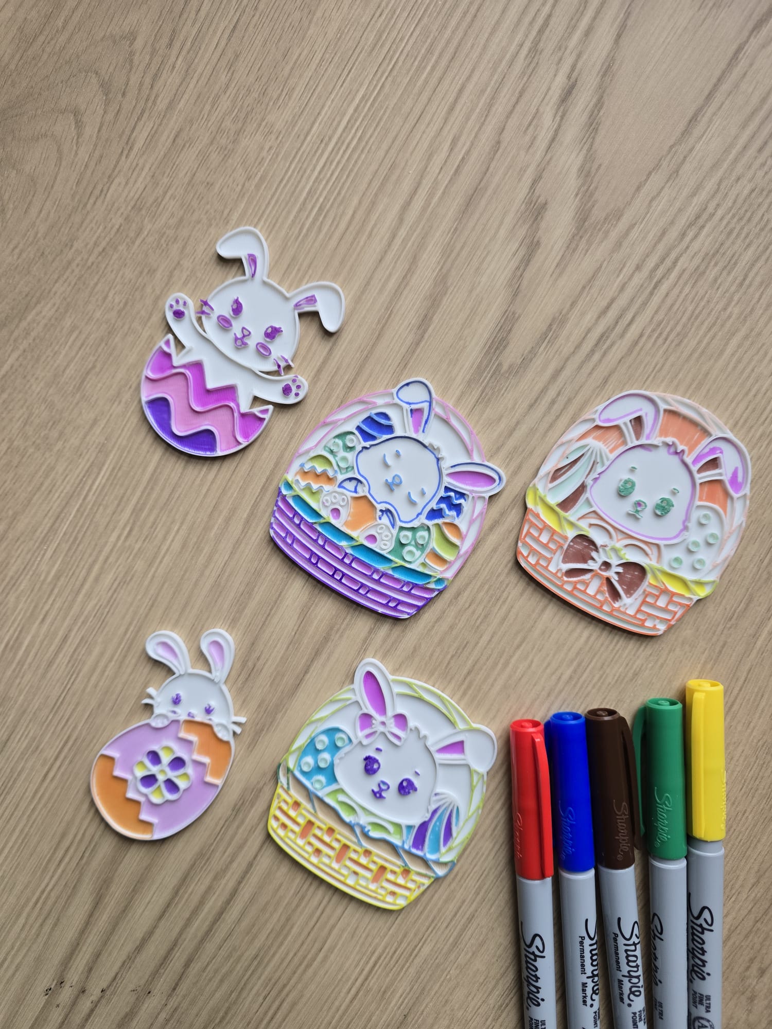 Easter Cute Bunny Egg Basket Coloring Set Sharpie