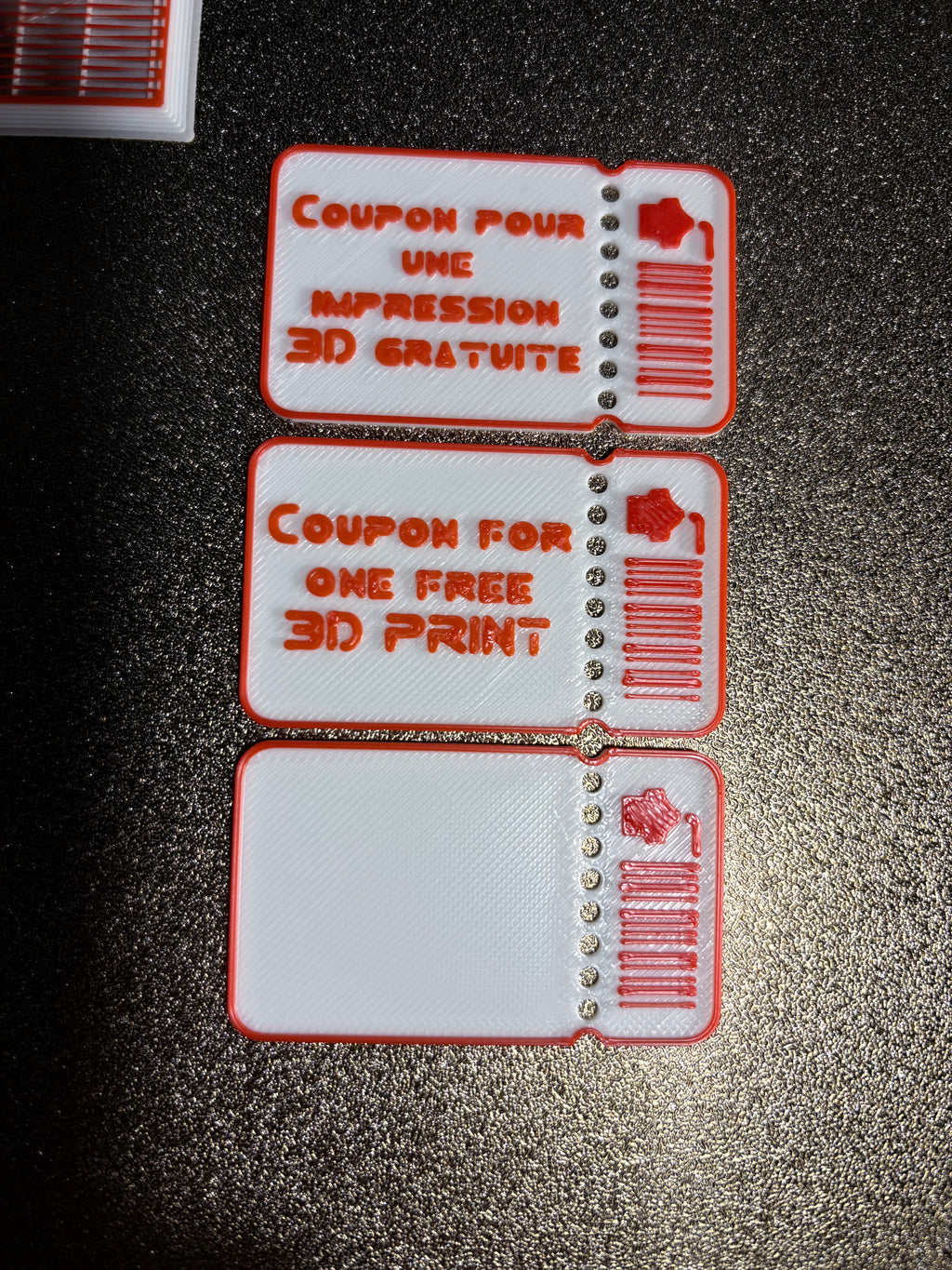Coupon for free 3D print (nice gift)