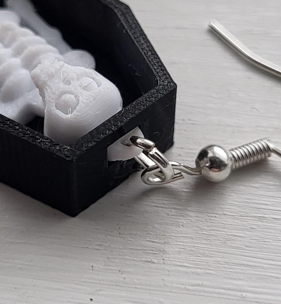 skeleton in coffin earring