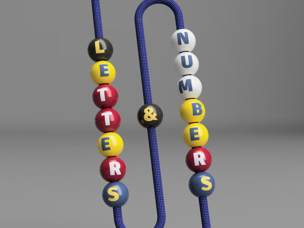 Beads with letters and numbers