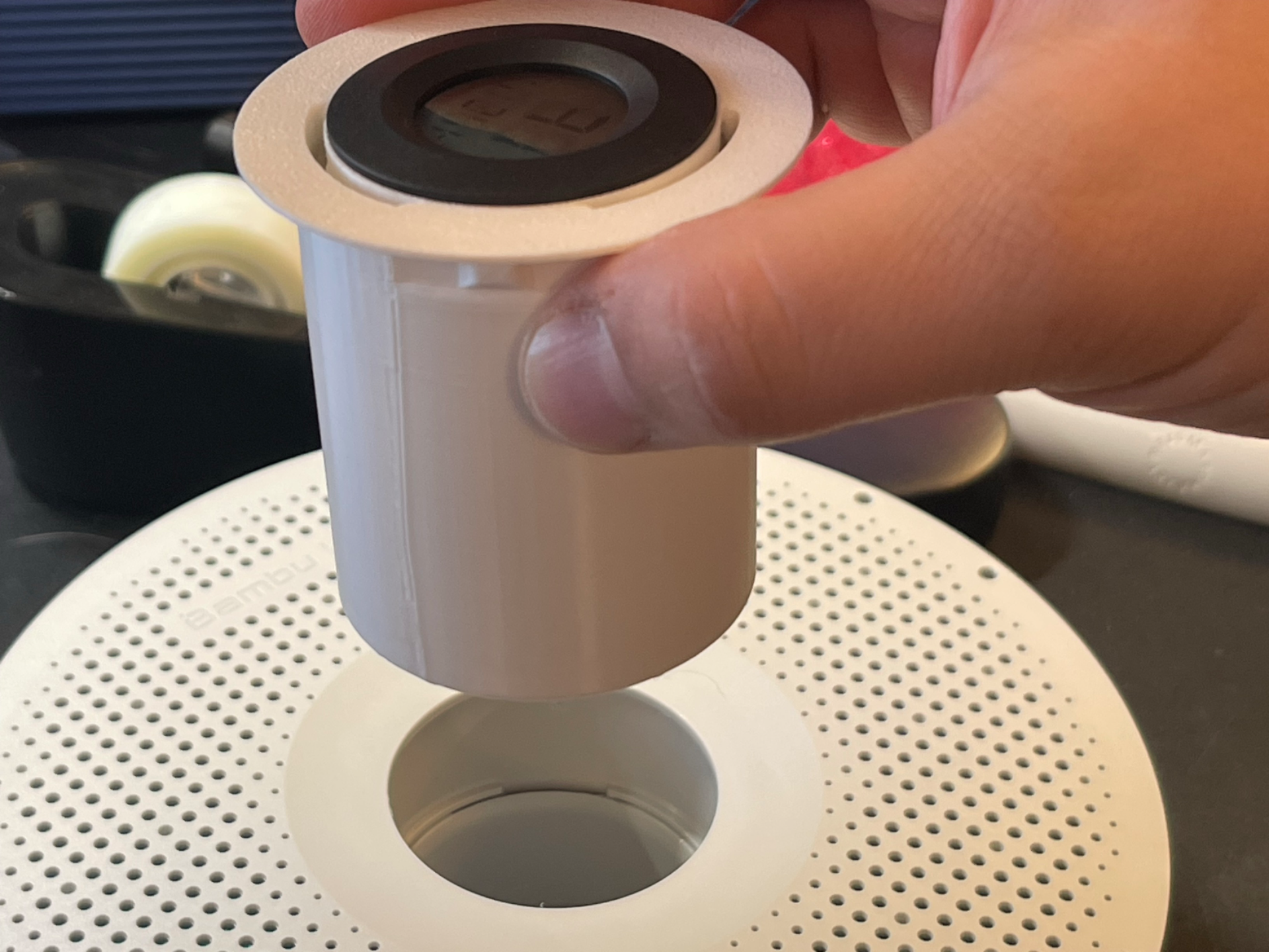 Snap-fit Spool Desiccant Containers + Hygrometer