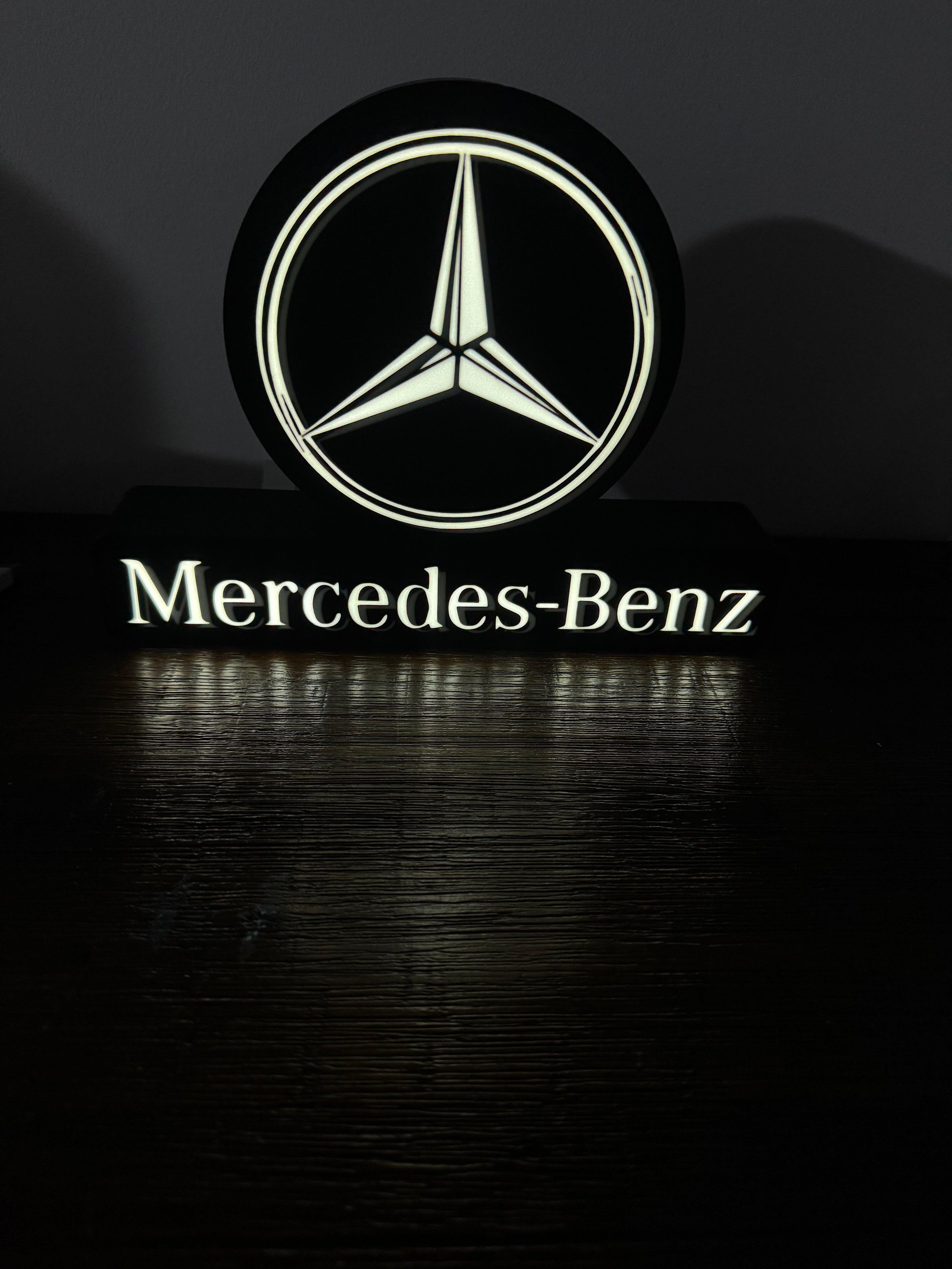 Mercedes-Benz Logo & Words Light Up Sign