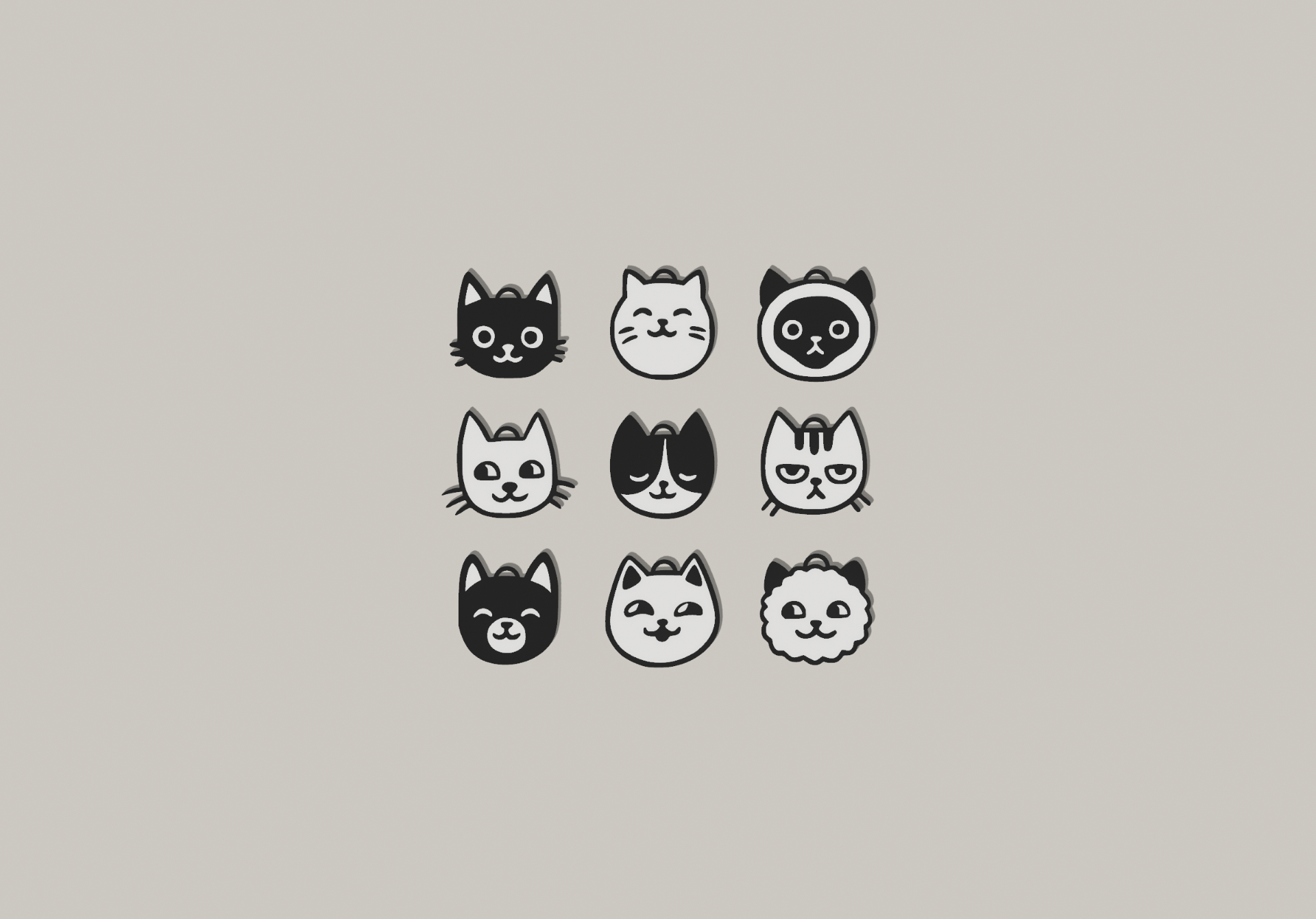 Cats earrings and keychains