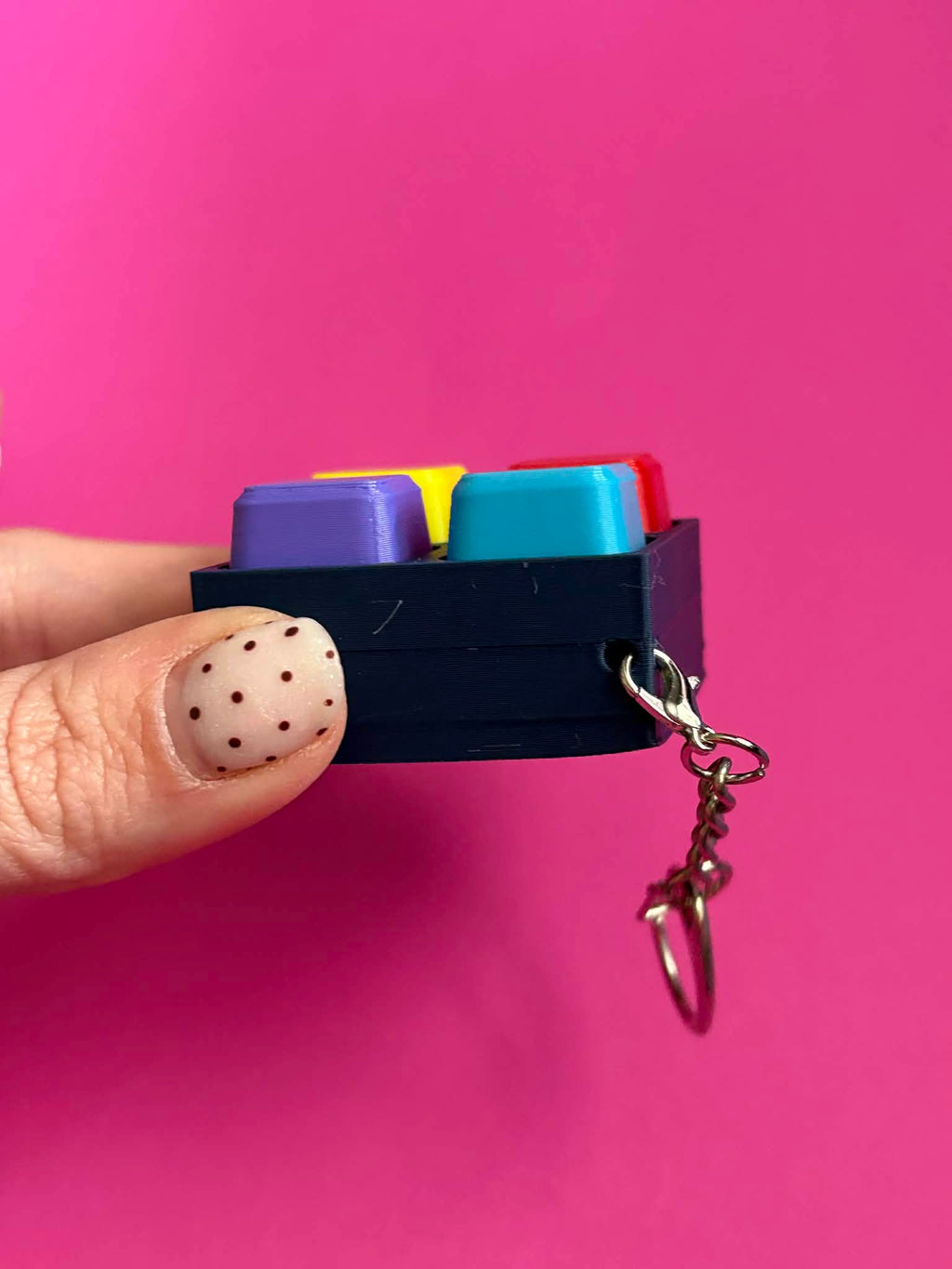 Mini Clicker Fidget Keychain – 4 Button Pocket Toy