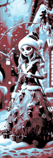 Fan Art 3 Bookmarks of Nightmare Before Christmas Jack and Sally decorating the town for Christmas