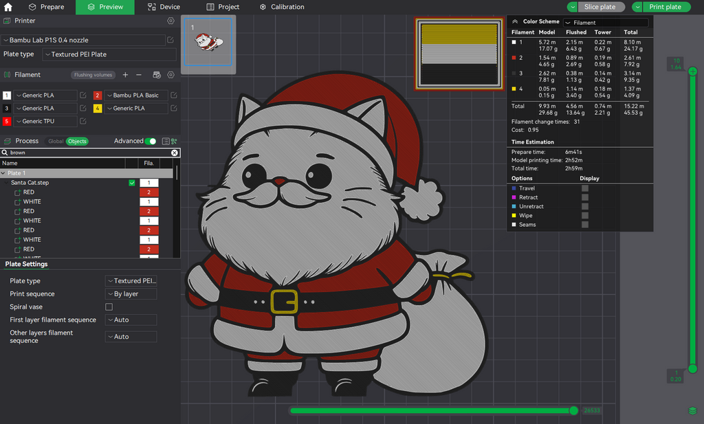 Santa Cat Christmas Decoration