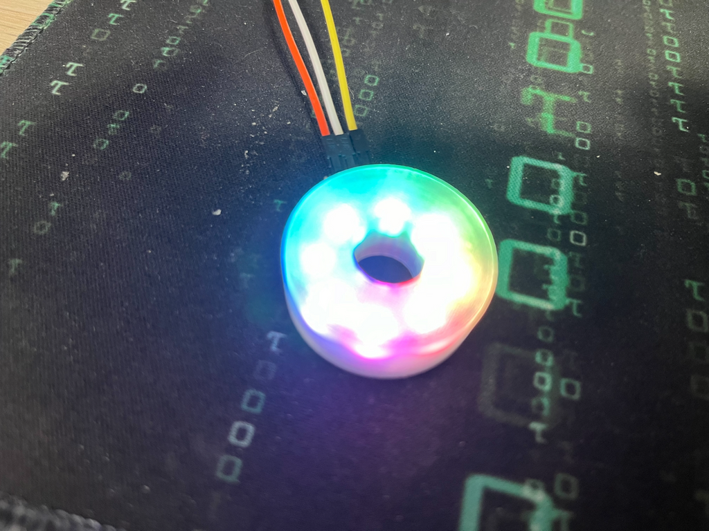 Neopixel and WS2815 8-LED ring holder and diffuser