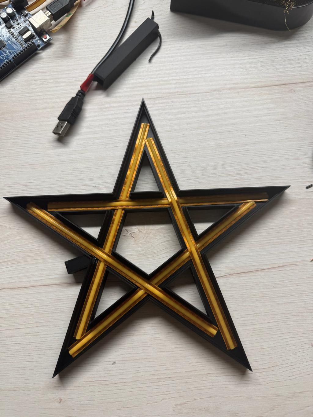 Pentagram christmas tree top STAR with led strip