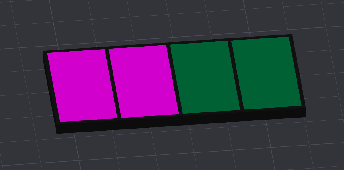 example "keychain" style coloring for minimal filament changes and maximum brightness + color shades