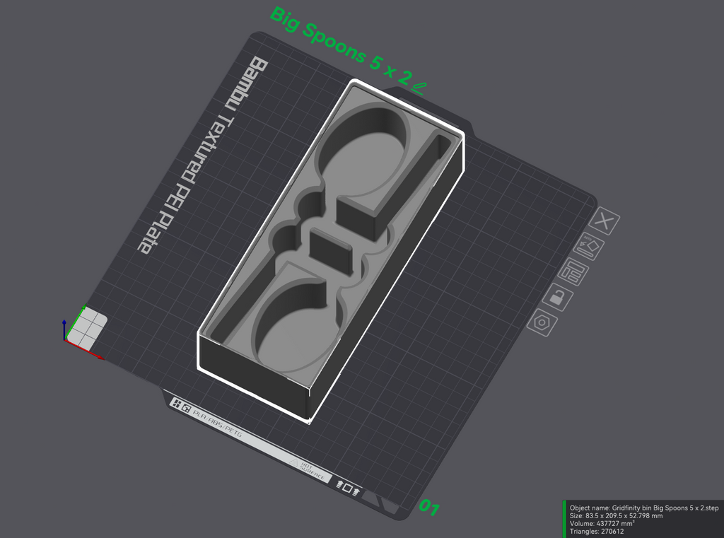 Big Spoon Gridfinity Silverware/Utensil Holder