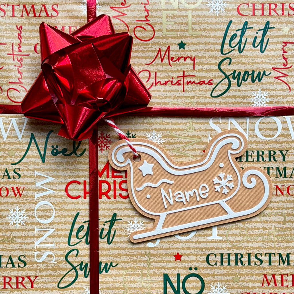 Customisable name Christmas gift tag - Gingerbread