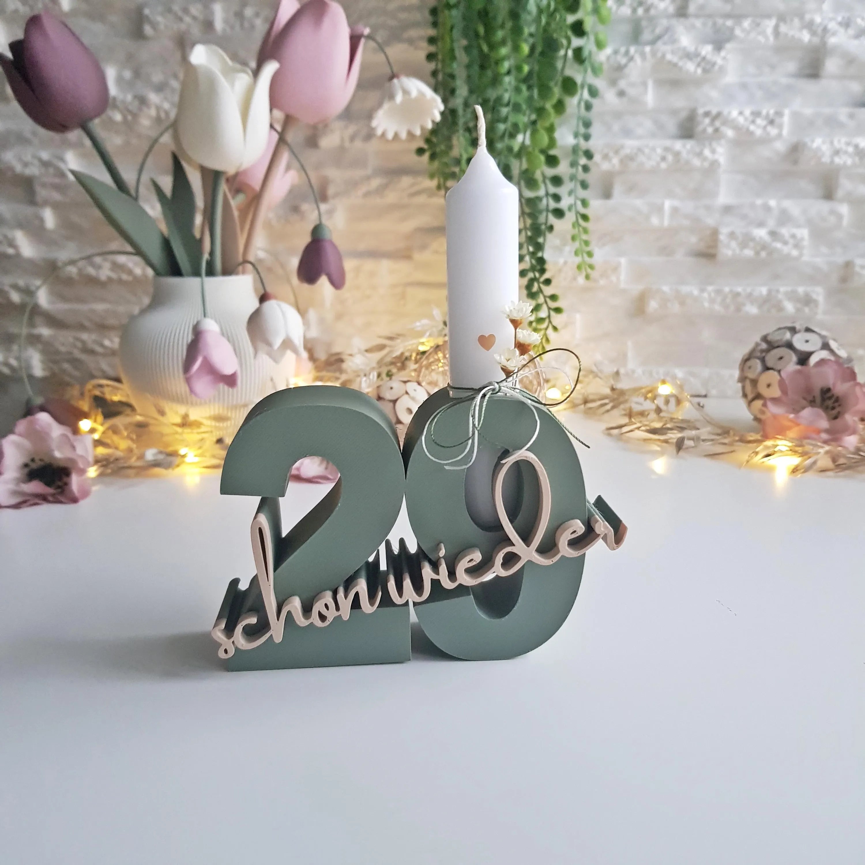 Geburtstag Geschenk Zahl - 29 Blume Kerze Ständer