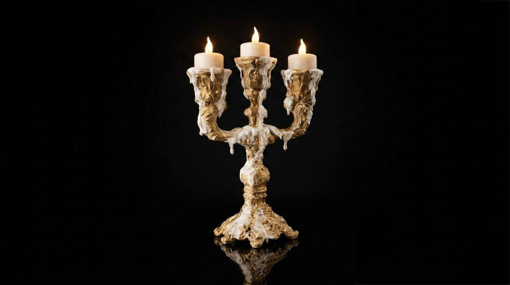 "Melted Wax" Triple Candelabra (20cm)