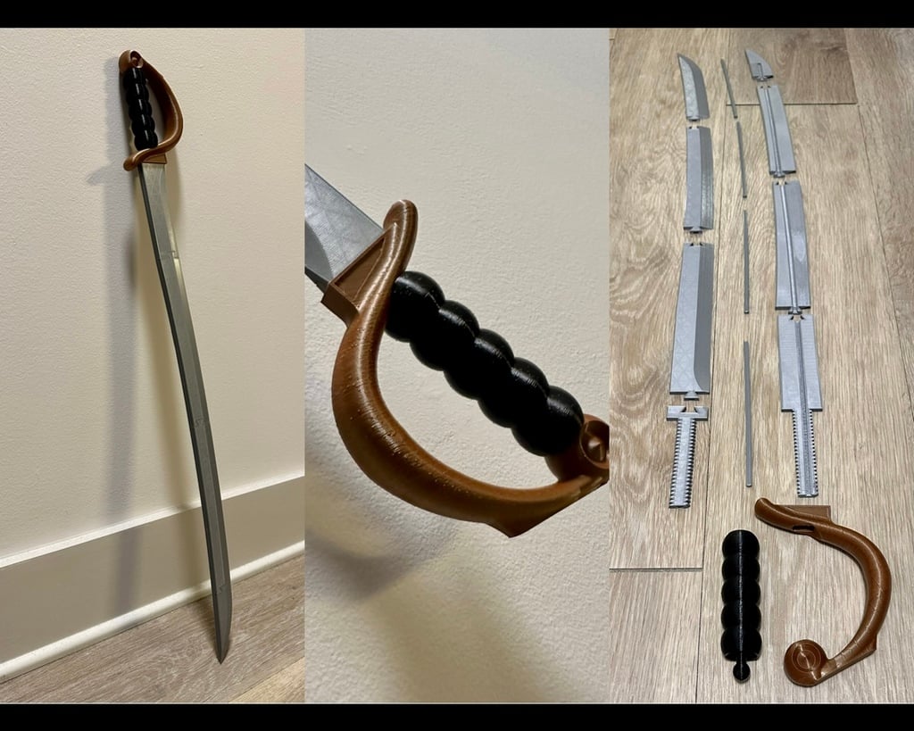 Pirate Sword (100% 3D-Printed with optional Glue)