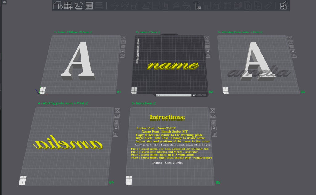 Custom 3D Letter & Name Inlay Template