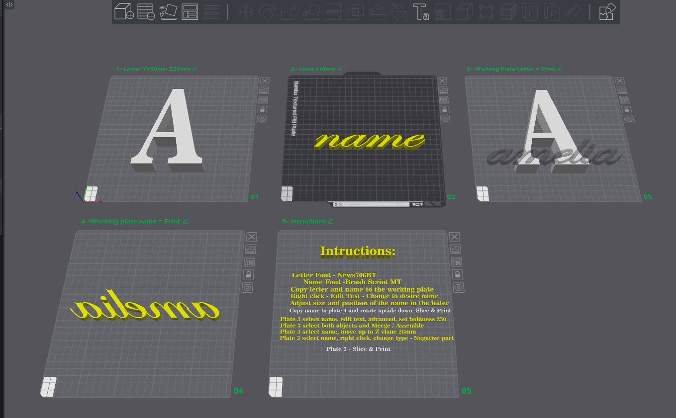 Custom 3D Letter & Name Inlay Template