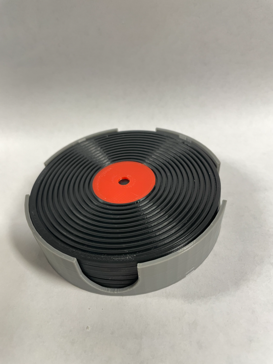 Vinyl Record Coaster Set (6 Coasters + Holder)