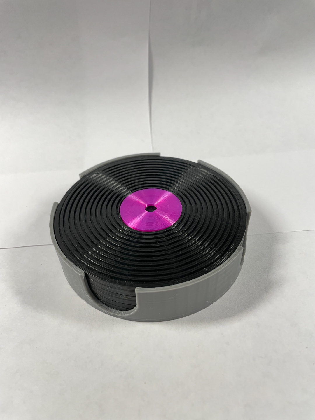 Vinyl Record Coaster Set (6 Coasters + Holder)