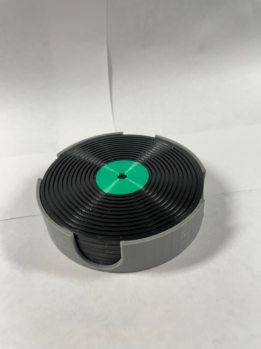 Vinyl Record Coaster Set (6 Coasters + Holder)