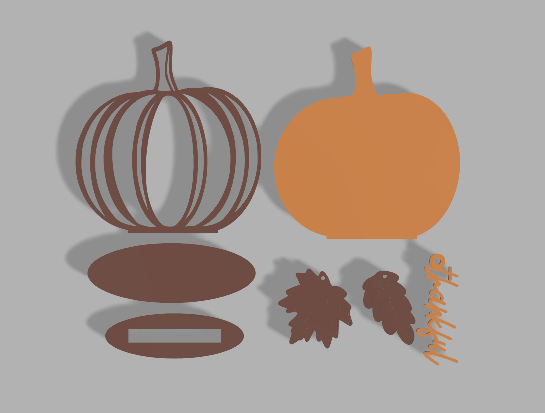 Pumpkin Decor with Leaf/Thankful Tags