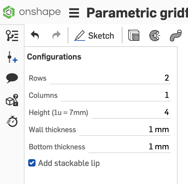 Parametric Gridfinity Bin with Dividers