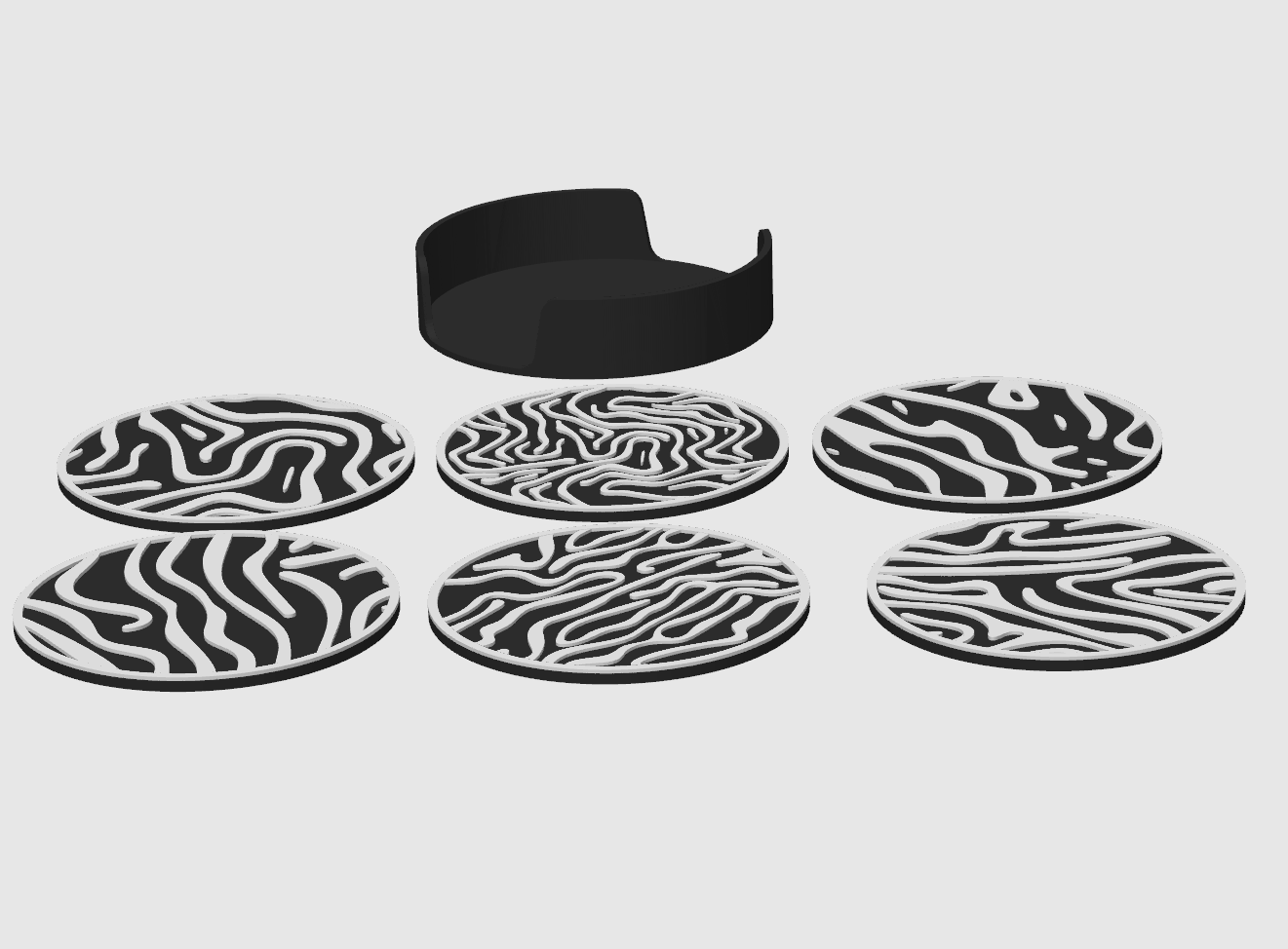 Coaster organic lines - 6 styles + coaster holder