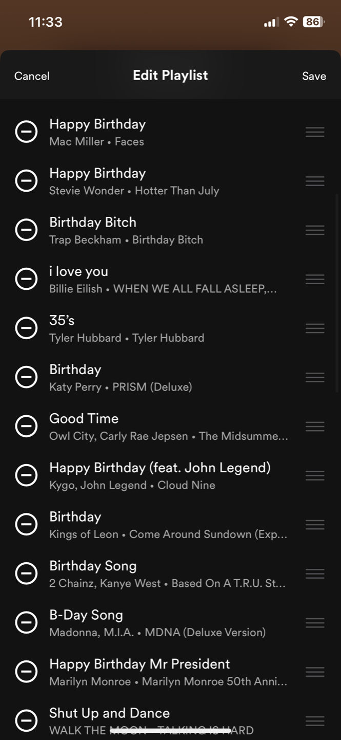 Happy Birthday Spotify Playlist Tag