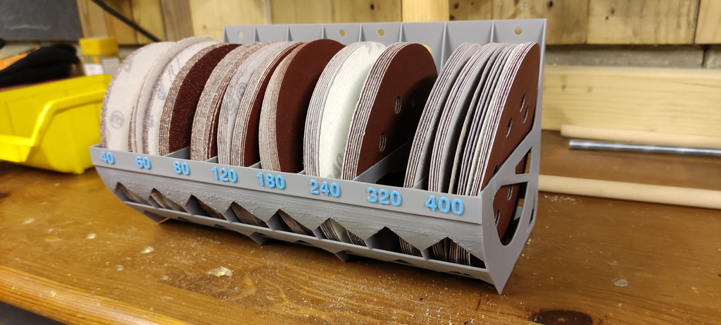 Sanding disc holder organiser 125 and 150mm