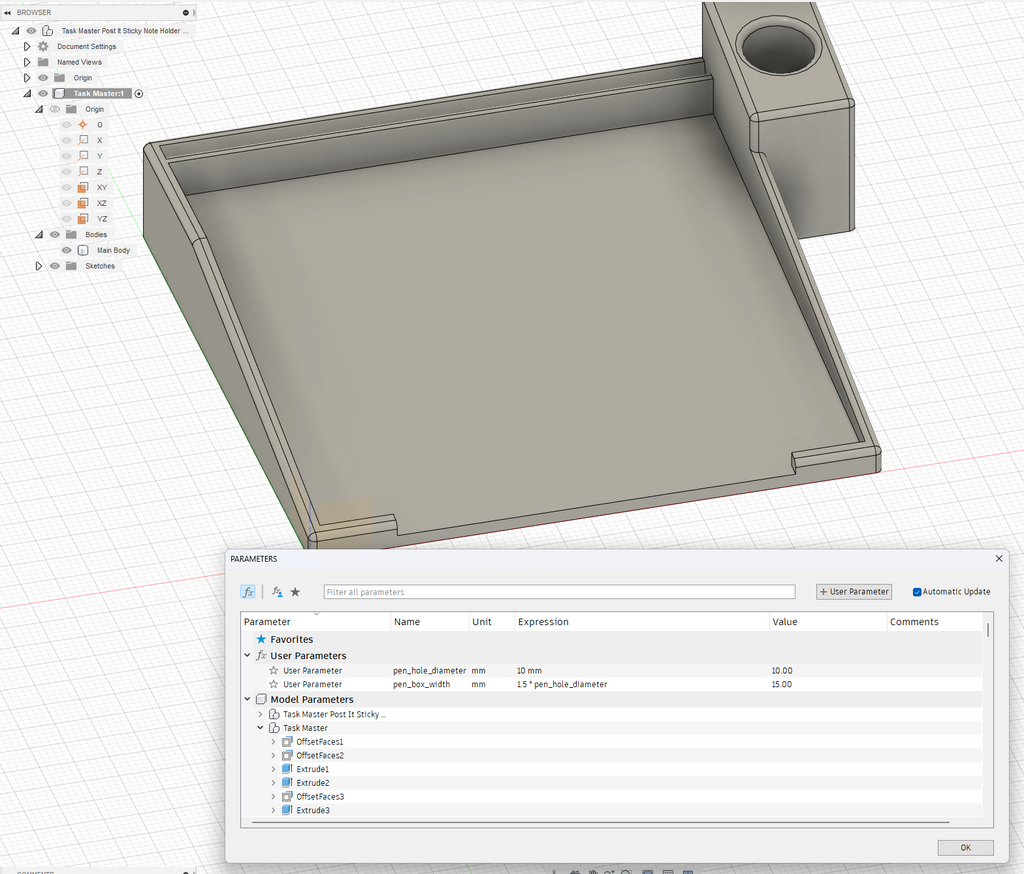 Task Master Post It Sticky Note Holder Parametric