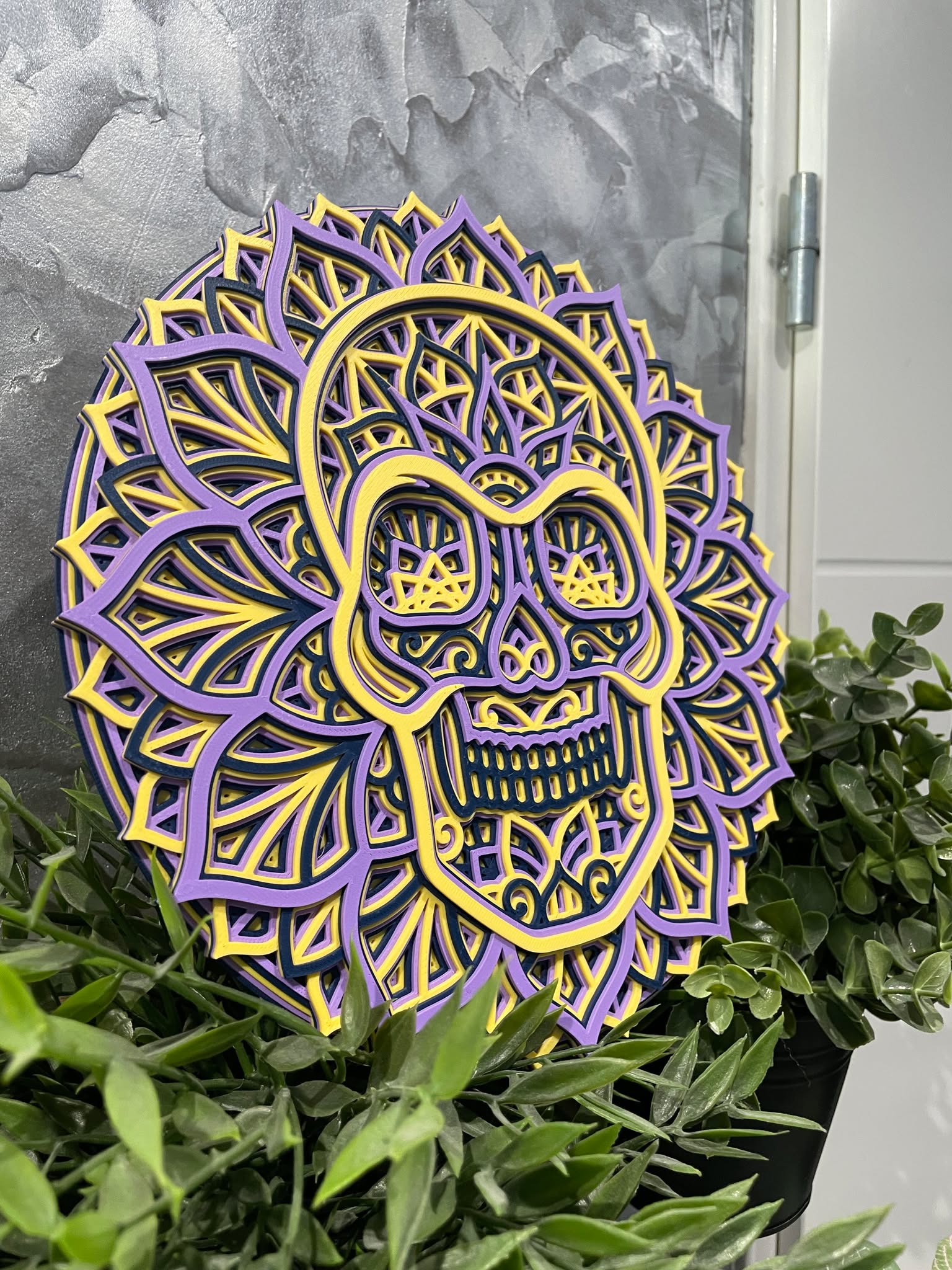 Customizable Layered Mandala Skull