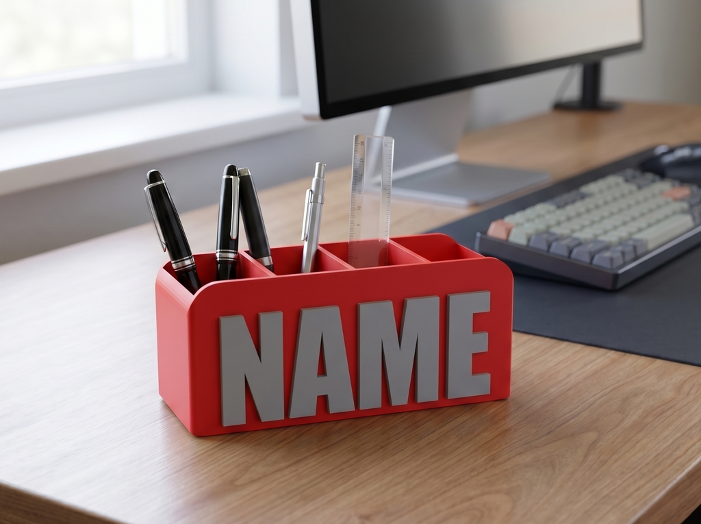 Custom Text & Name Desk Organizer Maker