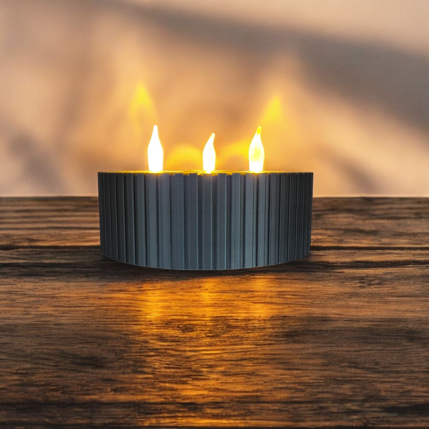 Three-Light Candle Holder with Elegant Rib Design