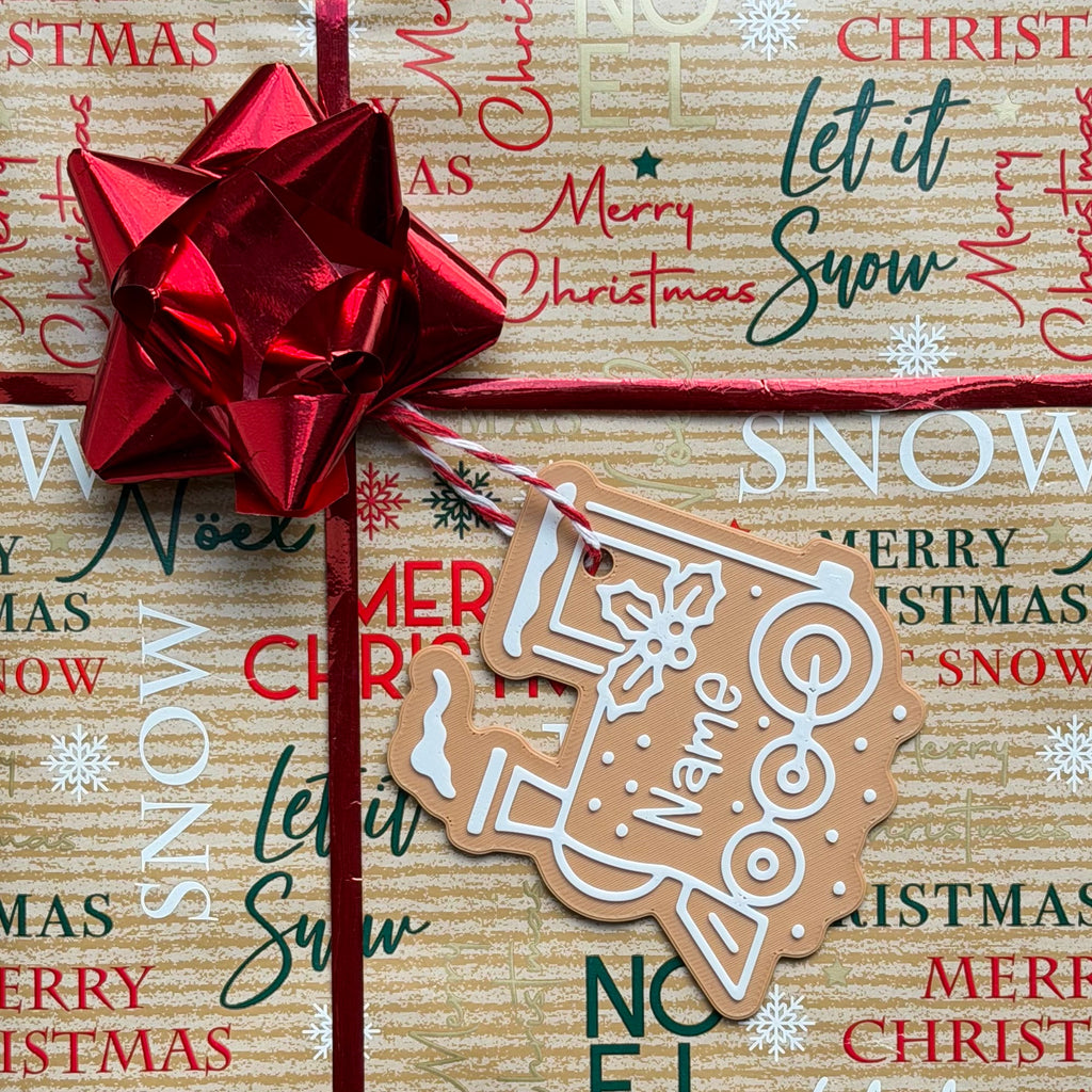 Customisable name Christmas gift tag - Gingerbread