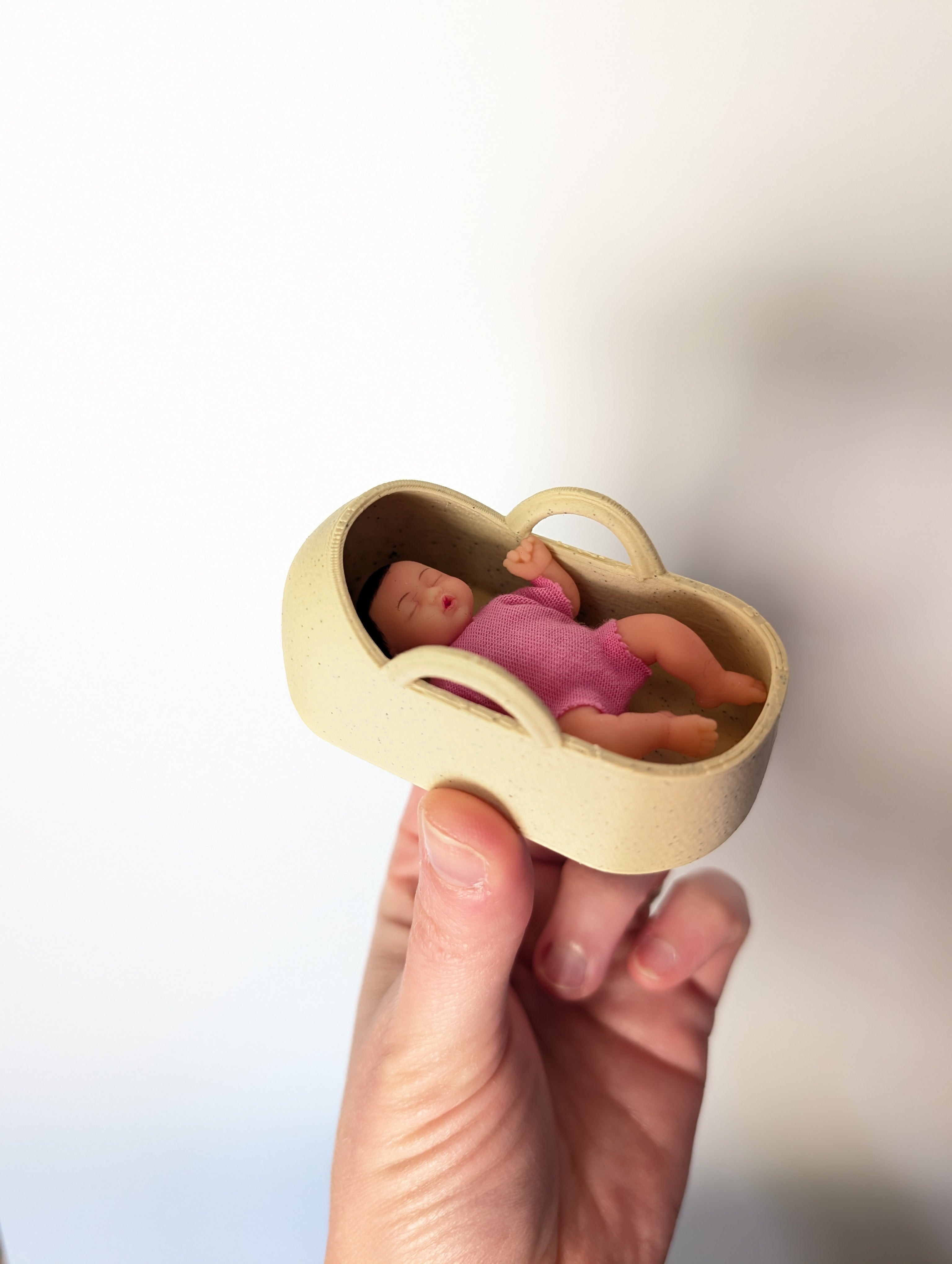 Mini Baby Moses Basket Miniature Dollhouse