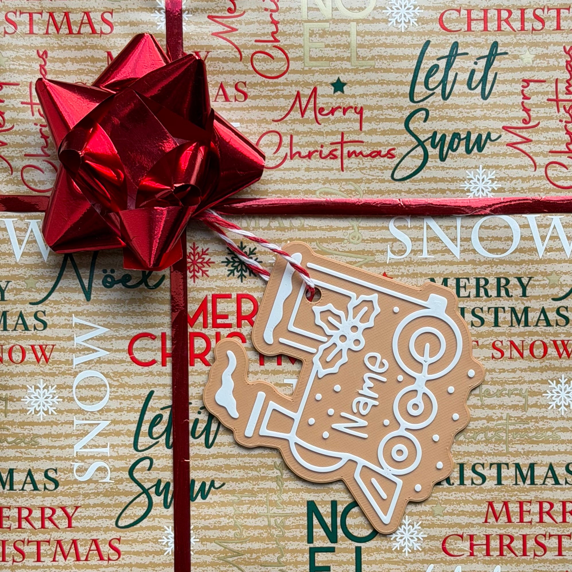 Customisable name Christmas gift tag - Gingerbread
