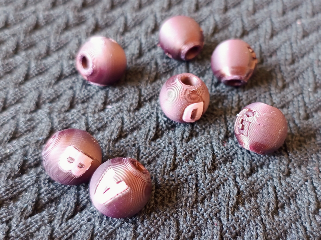 Beads with letters and numbers