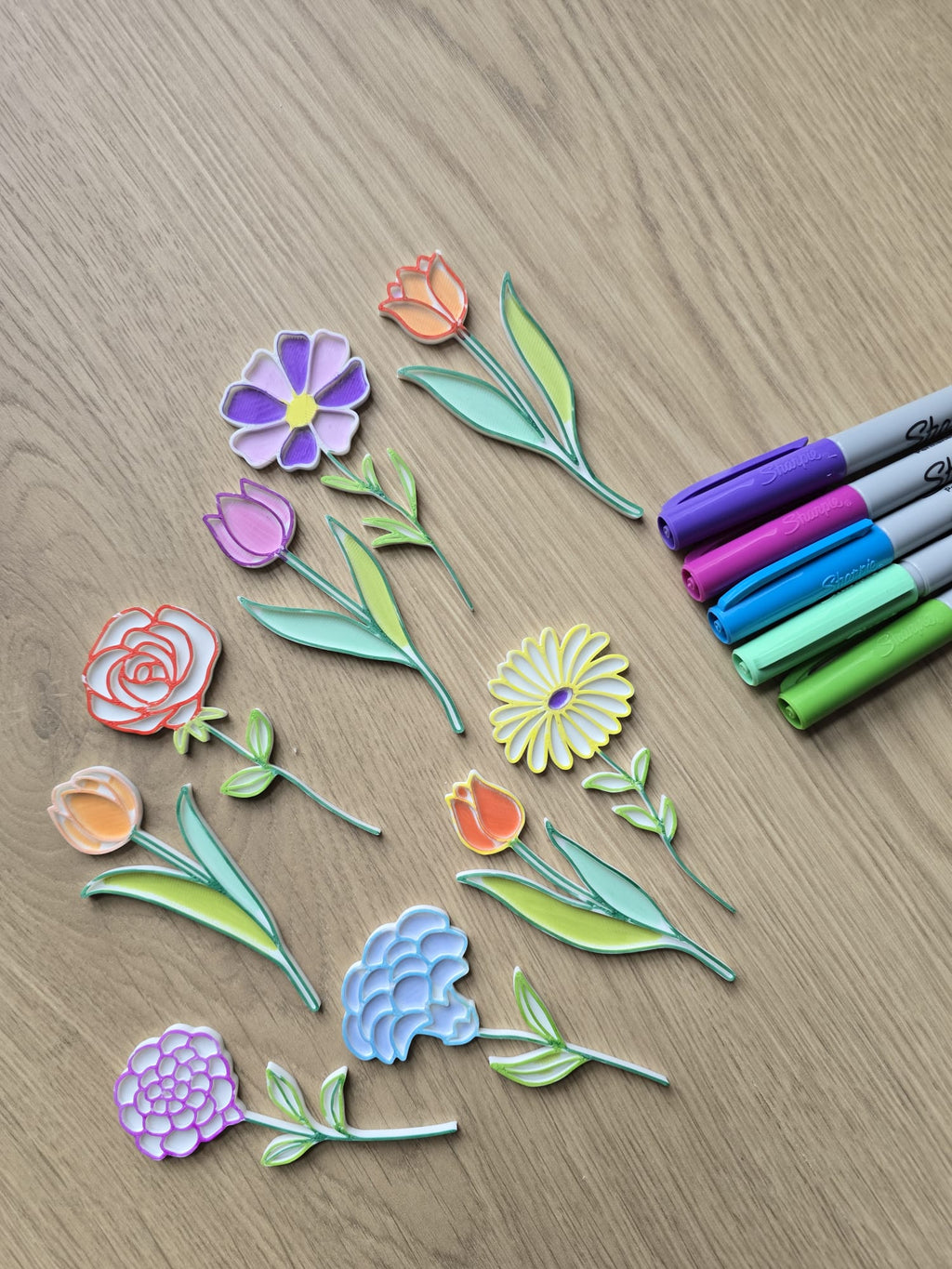 Botanical Flower Coloring Set Mark Paint Gift Idea