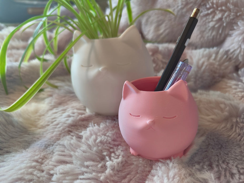 Sleepy Cat Cup – Planter & Desk Organizer (CC0)