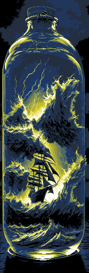 Set of 3 Bookmarks - Tempest in a bottle - Ship lost at Sea