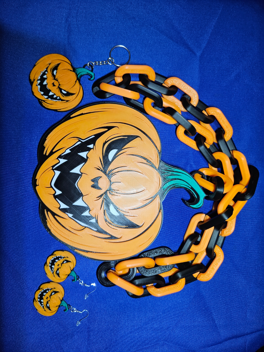 Halloween Jacko Killer Pumpkin Emblem Chain Link