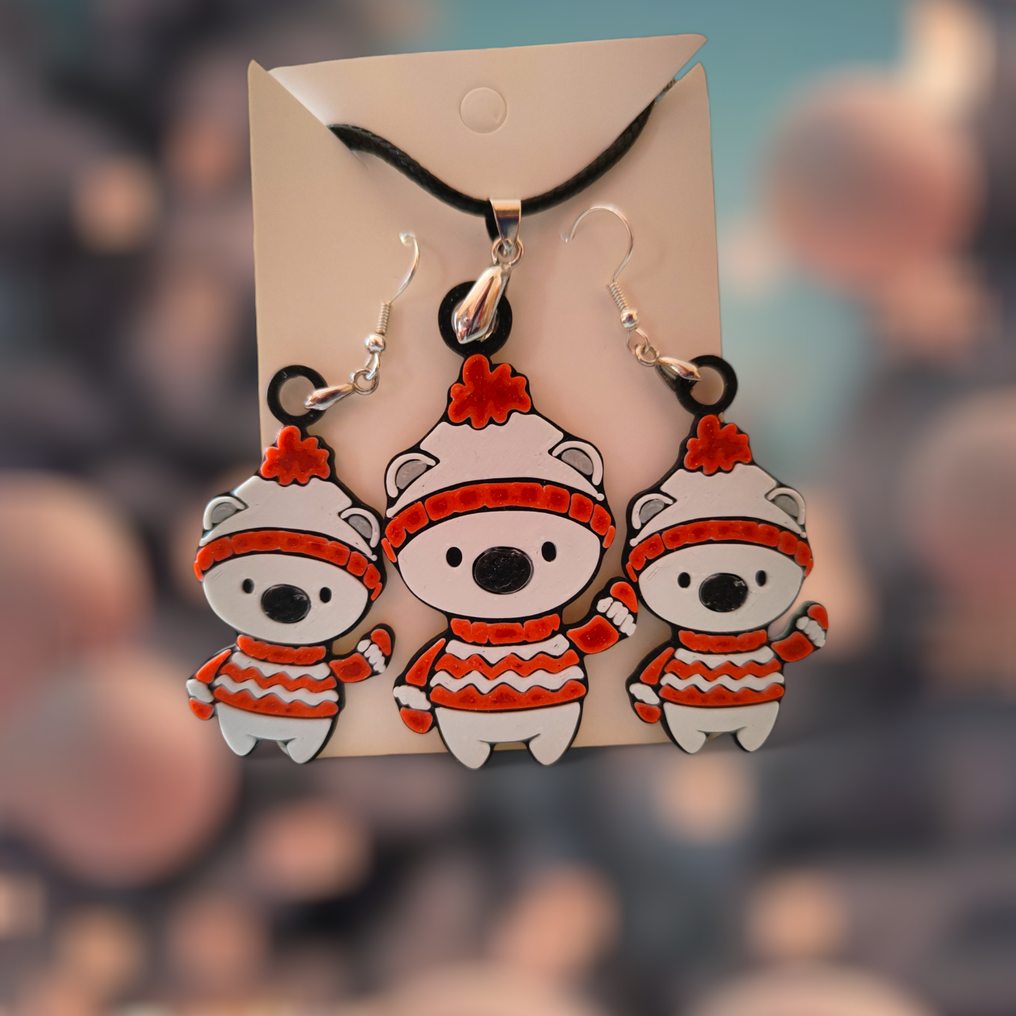 Cute Polar Bear - Earrings and Necklace
