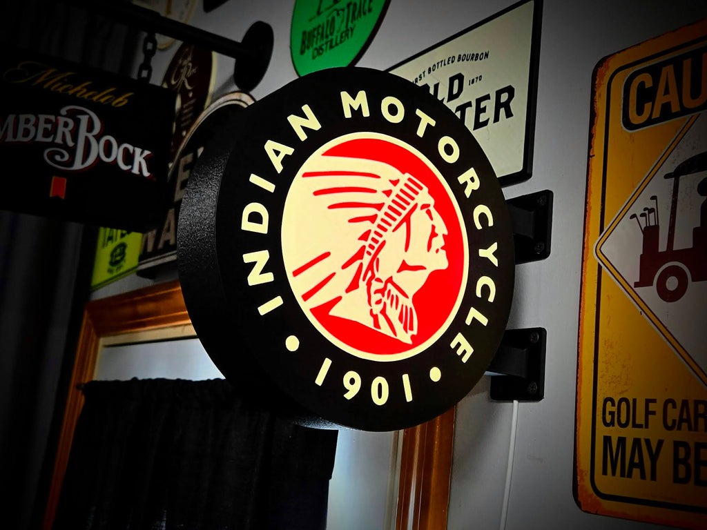 VINTAGE INDIAN - 2-Sided Gas Station Lightbox Sign