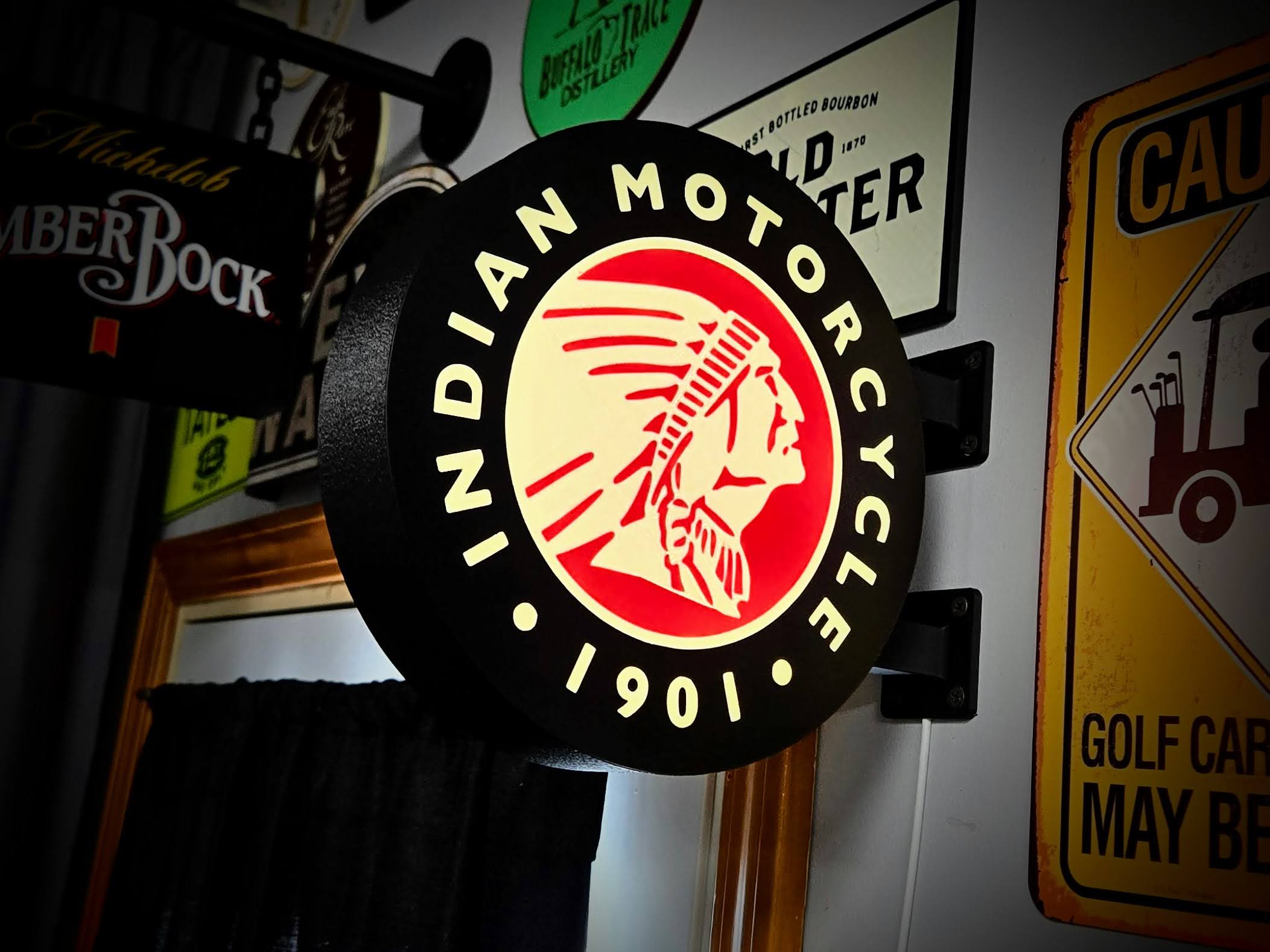 VINTAGE INDIAN - 2-Sided Gas Station Lightbox Sign