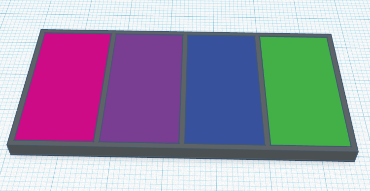 example "keychain" style coloring for minimal filament changes and maximum brightness + color shades