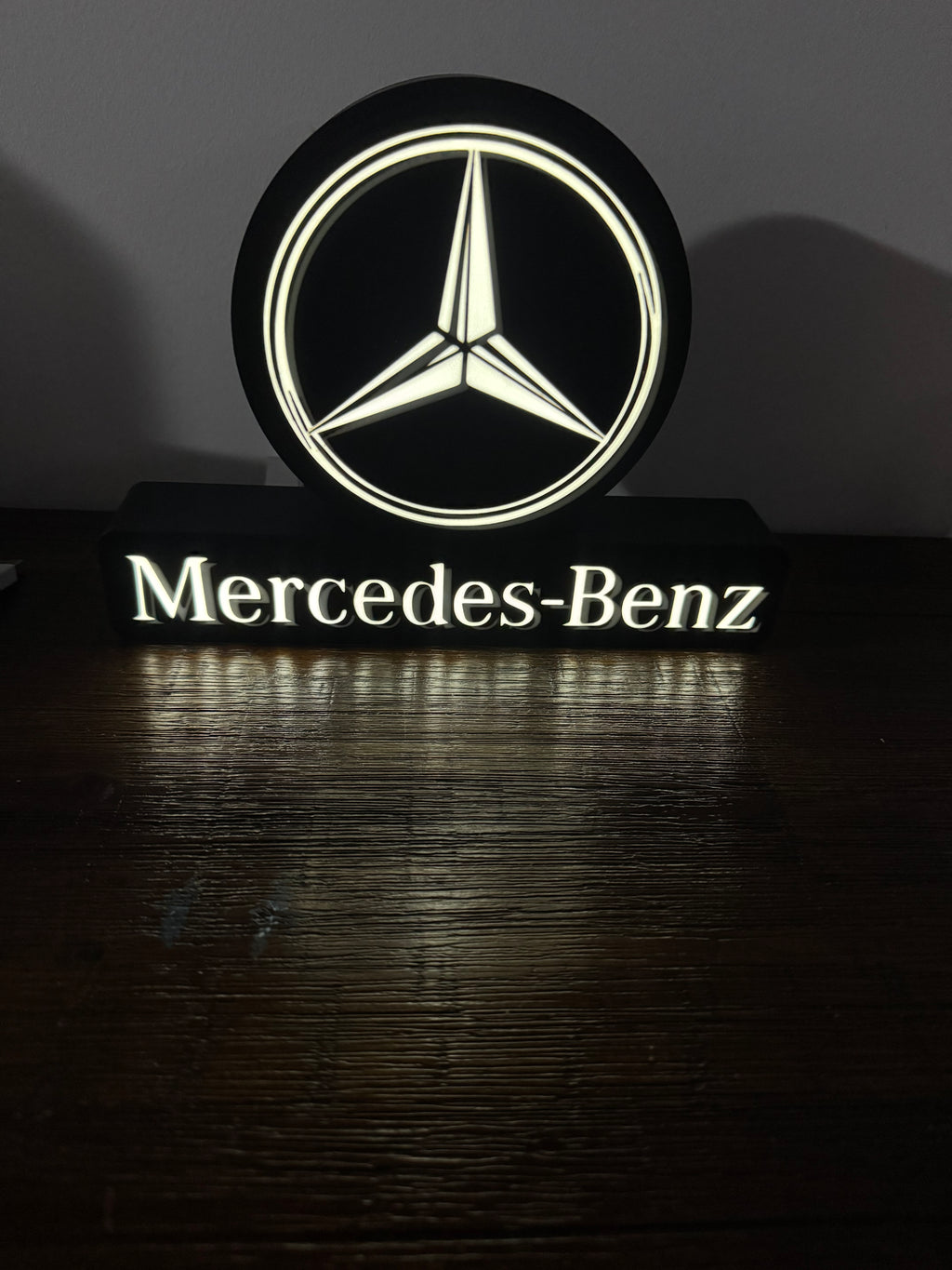 Mercedes-Benz Logo & Words Light Up Sign