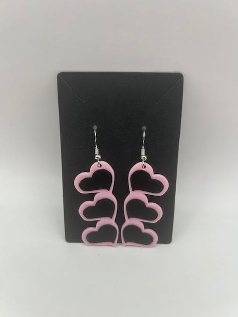 Triple Raised Heart Earrings