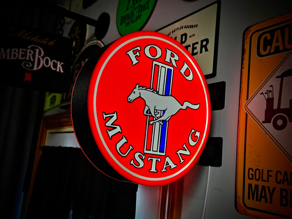 FORD MUSTANG ~ 2-Sided Gas Station Lighted Sign